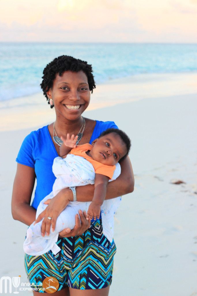 Xavi and Mommy at Shoal Bay Beach, Anguilla