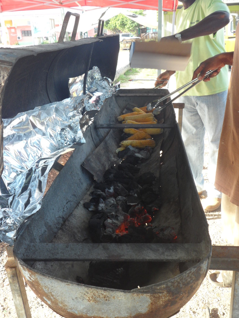 Roast corn on the grill in Anguilla